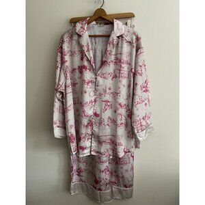 Intimately Free People Dreamy Days Pajama Set Silky Pink Cowboy Western S/L
